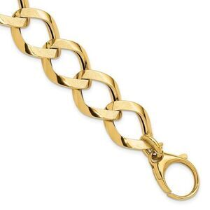 Leslie's 14K Polished Brushed Hollow Fancy Link Bracelet